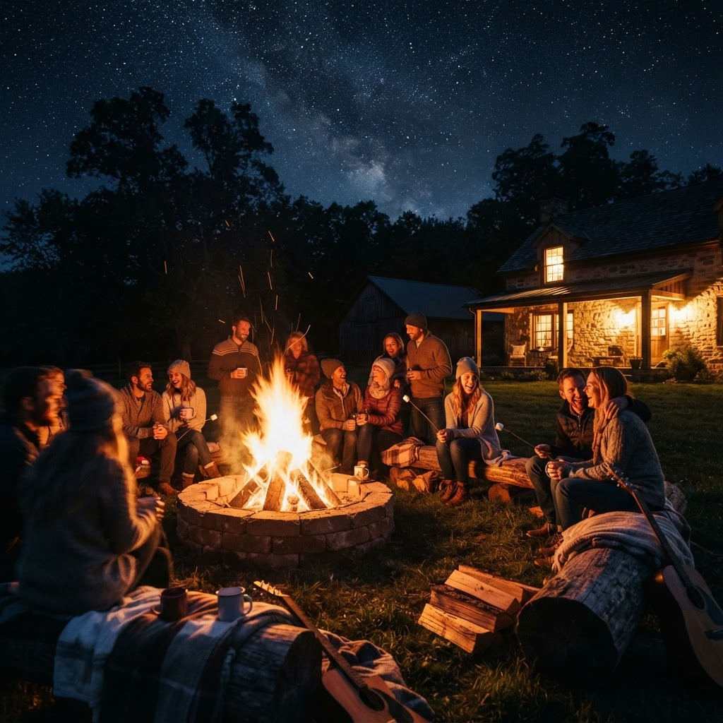 Bonfire night on the lawn